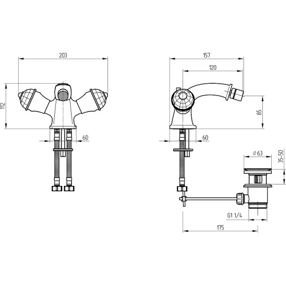 Смеситель для биде Migliore Korona 27314 Бронза Смеситель для биде Migliore Korona 27314 Бронза