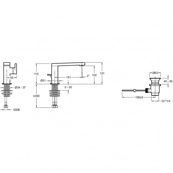 Смеситель для раковины Jacob Delafon Composed E73167-CP Хром