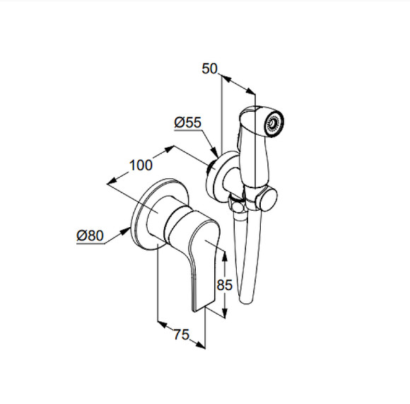 Гигиенический душ со смесителем Kludi Zenta SL 489990565 Хром