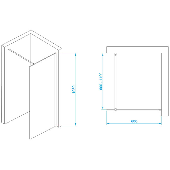 Душевая перегородка RGW Walk In WA-002G 60 35100206-16 профиль Золото брашированное стекло прозрачное
