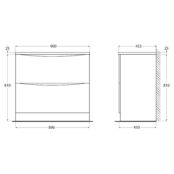 Тумба под раковину BelBagno 90 ACQUA-900-2C-PIA-BL Bianco Lucido