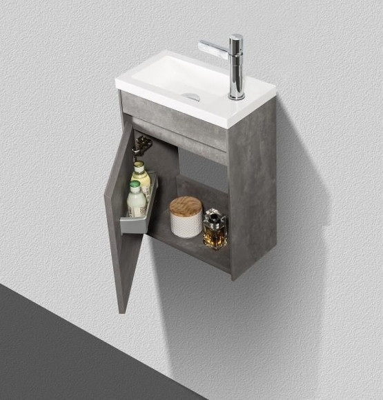 Тумба под раковину BelBagno Pietra Mini 46 L PIETRA MINI-460-1A-SO-SCM-L подвесная Stucco Cemento