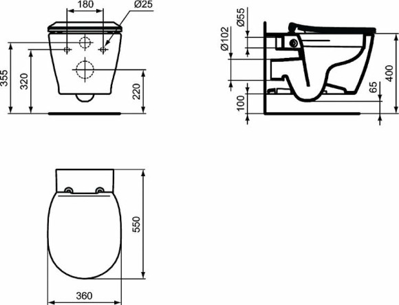 Комплект унитаза с инсталляцией Ideal Standard Connect Prosys E8822301PC15 с сиденьем Микролифт без клавиши смыва