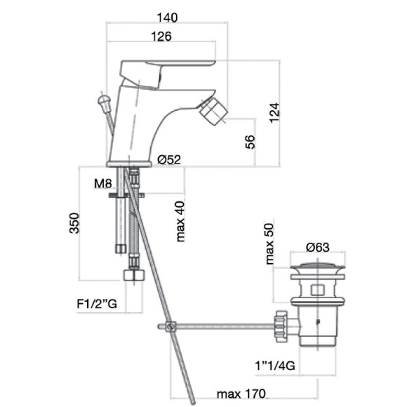 Смеситель для биде Webert Sax Evolution SE840102560 Черный матовый Смеситель для биде Webert Sax Evolution SE840102560 Черный матовый