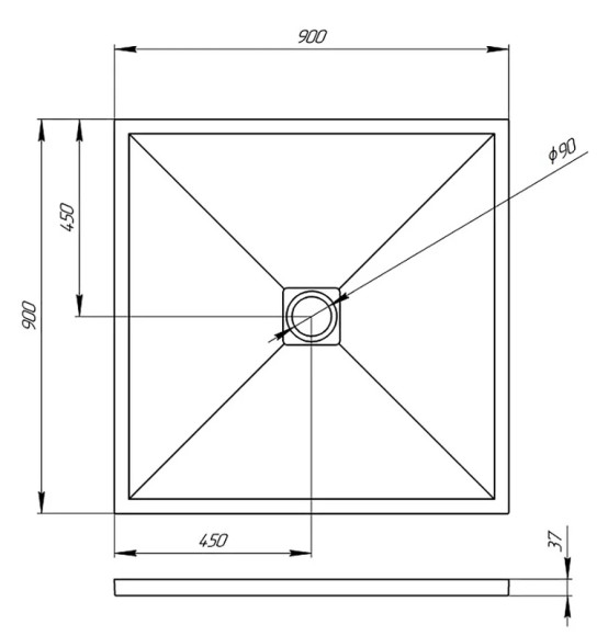 Душевой поддон из искусственного камня Veconi Tezeo 90x90 TZW20-90-R1 Белый Душевой поддон из искусственного камня Veconi Tezeo 90x90 TZW20-90-R1 Белый