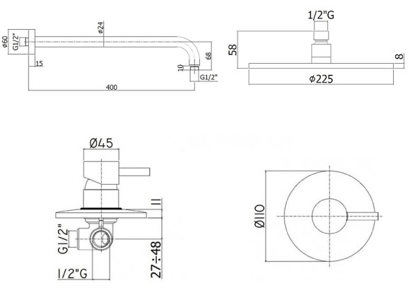 Душевая система Paffoni Light KITLIG011BO Белая матовая