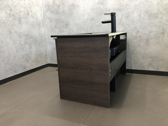 Тумба с раковиной Comforty Франкфурт 90 00-00002048 подвесная Дуб шоколадно-коричневый Черная матовая Тумба с раковиной Comforty Франкфурт 90 00-00002048 подвесная Дуб шоколадно-коричневый Черная матовая