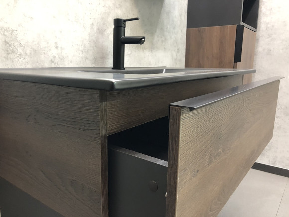 Тумба с раковиной Comforty Франкфурт 90 00-00002048 подвесная Дуб шоколадно-коричневый Черная матовая Тумба с раковиной Comforty Франкфурт 90 00-00002048 подвесная Дуб шоколадно-коричневый Черная матовая