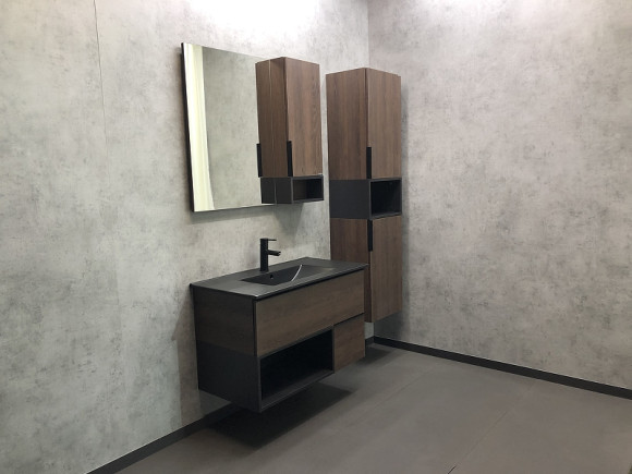 Тумба с раковиной Comforty Франкфурт 90 00-00002048 подвесная Дуб шоколадно-коричневый Черная матовая Тумба с раковиной Comforty Франкфурт 90 00-00002048 подвесная Дуб шоколадно-коричневый Черная матовая