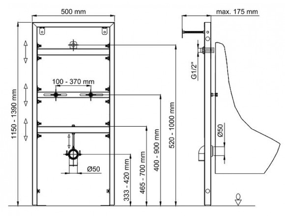 Инсталляция Berges Novum 049215 для писсуара Синяя Инсталляция Berges Novum 049215 для писсуара Синяя
