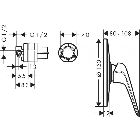 Смеситель для душа Hansgrohe Novus 71068000 Хром
