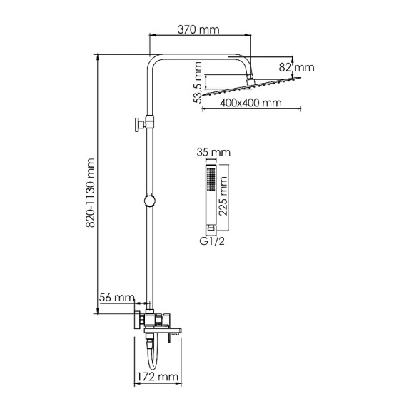Душевая система WasserKRAFT A177.119.103.087.CH Хром