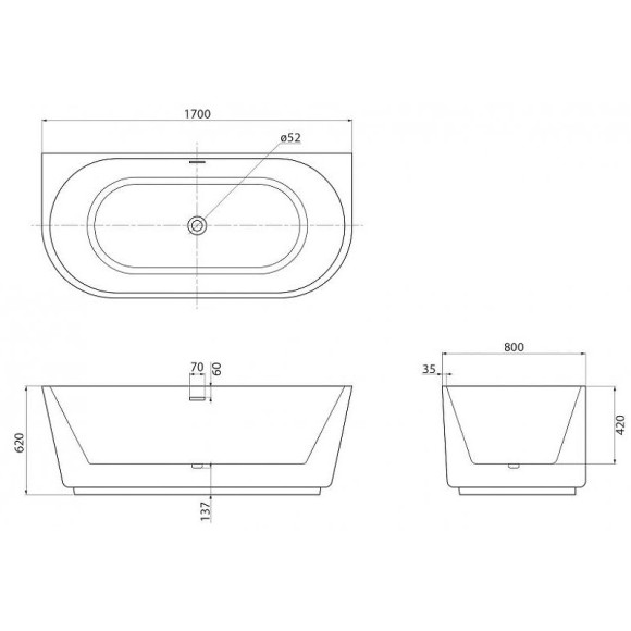 Акриловая ванна BelBagno 170x80 BB108-170-80 без гидромассажа Акриловая ванна BelBagno 170x80 BB108-170-80 без гидромассажа