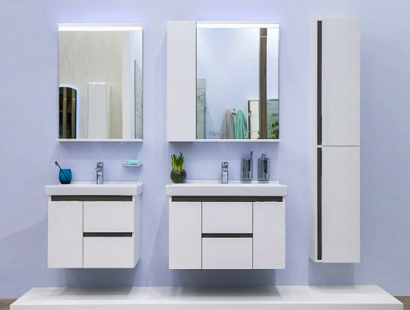 Шкаф пенал Aquaton Рене 31 1A222003NRC80 подвесной Белый Грецкий орех