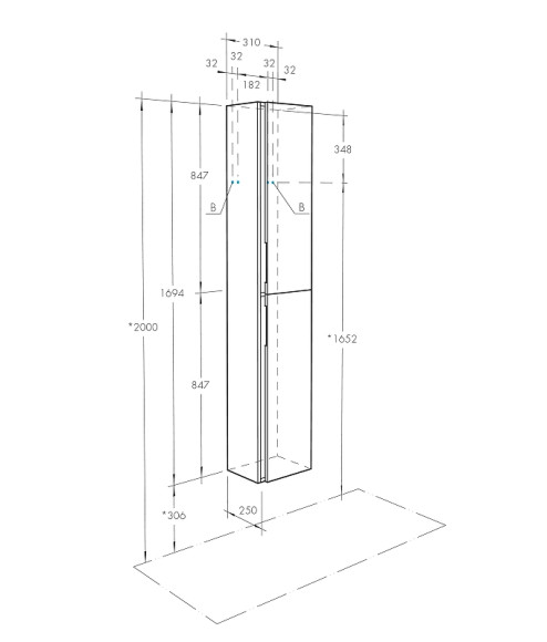Шкаф пенал Aquaton Рене 31 1A222003NRC80 подвесной Белый Грецкий орех