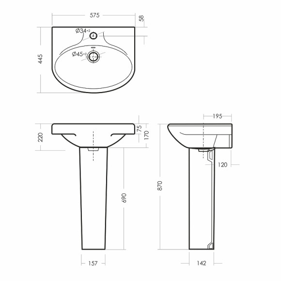 Раковина Sanita Самарская WB.PD/Samarsky/57-C/WHT.G/S1 Белая Раковина Sanita Самарская WB.PD/Samarsky/57-C/WHT.G/S1 Белая