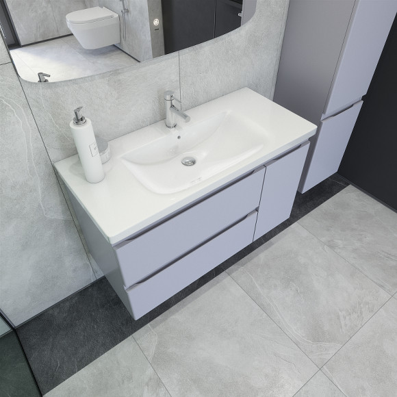 Тумба под раковину Caprigo Forte 100 36115R-SF028 подвесная Серая матовая