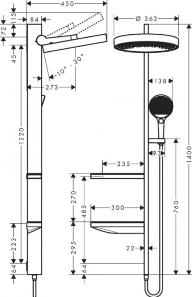 Душевая система Hansgrohe Rainfinity Showerpipe 26842000 Хром Душевая система Hansgrohe Rainfinity Showerpipe 26842000 Хром