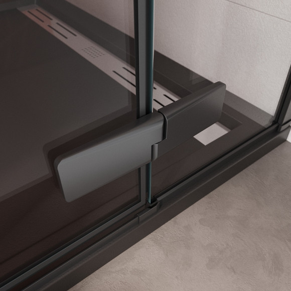 Душевая дверь Cezares Liner 90 L LINER-B-12-90-C-NERO-L профиль Черный матовый стекло прозрачное