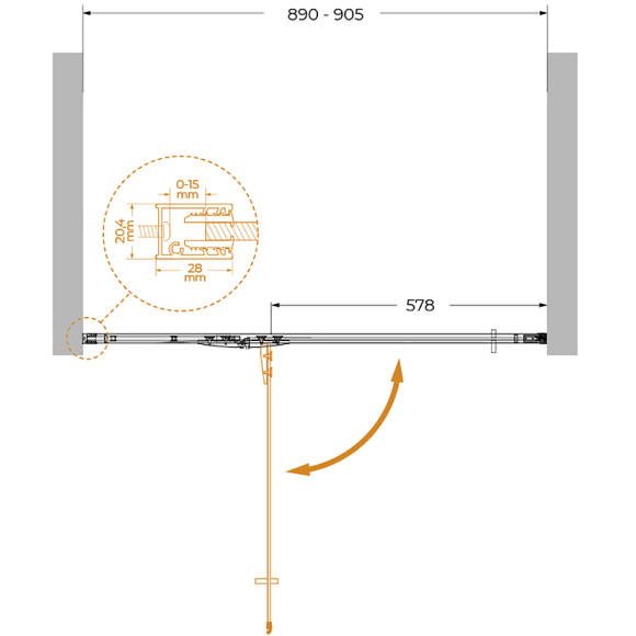 Душевая дверь Cezares Liner 90 L LINER-B-12-90-C-NERO-L профиль Черный матовый стекло прозрачное
