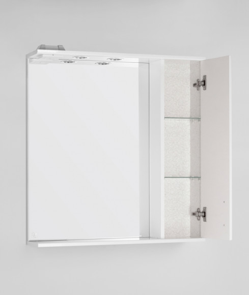 Зеркало со шкафом Style Line Эко стандарт Панда 75 С с подсветкой Белый глянец Зеркало со шкафом Style Line Эко стандарт Панда 75 С с подсветкой Белый глянец