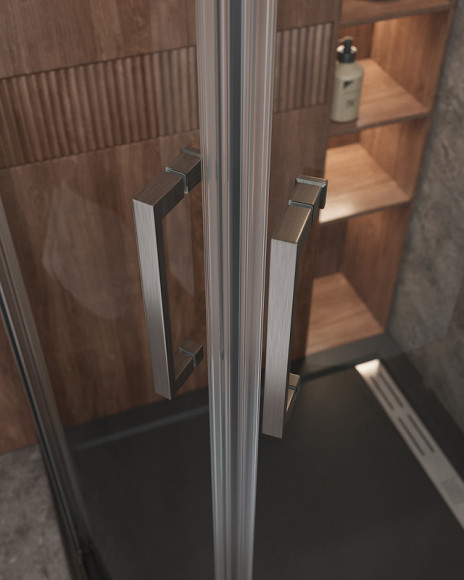 Душевой уголок Cezares Molveno 100x100 MOLVENO-R-2-100-C-GM-IV профиль Оружейная сталь стекло прозрачное