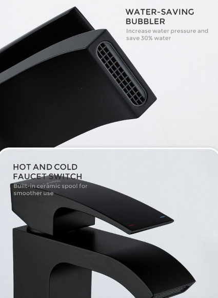 Смеситель для раковины Gappo G07-6 G1007-6 Черный матовый Смеситель для раковины Gappo G07-6 G1007-6 Черный матовый