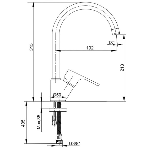 Смеситель для кухни E.C.A. Niobe 102118098EX Хром Смеситель для кухни E.C.A. Niobe 102118098EX Хром