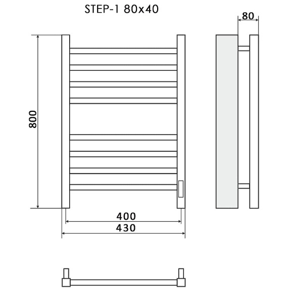 Электрический полотенцесушитель Ника Step-1 80/40 Черный матовый