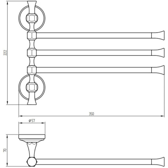Полотенцедержатель Migliore Fortuna 27677 поворотный Бронза Полотенцедержатель Migliore Fortuna 27677 поворотный Бронза