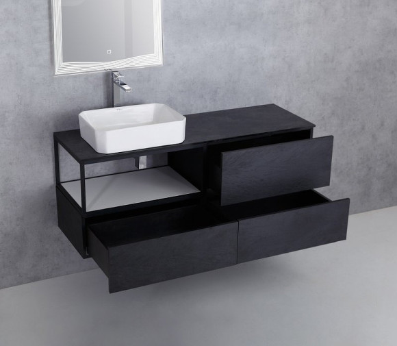 Столешница под раковину Cezares Cadro 140 CADRO-140-HPL-NRM Nero Magma Столешница под раковину Cezares Cadro 140 CADRO-140-HPL-NRM Nero Magma