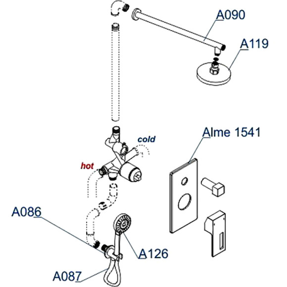 Душевая система WasserKRAFT Alme A16590 Хром