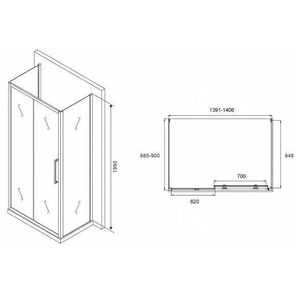 Душевой уголок Abber Schwarzer Diamant 140x90 AG30140MH-S90M-S90M профиль Хром стекло матовое Душевой уголок Abber Schwarzer Diamant 140x90 AG30140MH-S90M-S90M профиль Хром стекло матовое