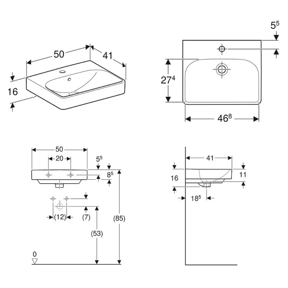 Раковина Geberit Smyle Square 500.256.01.1 Белая