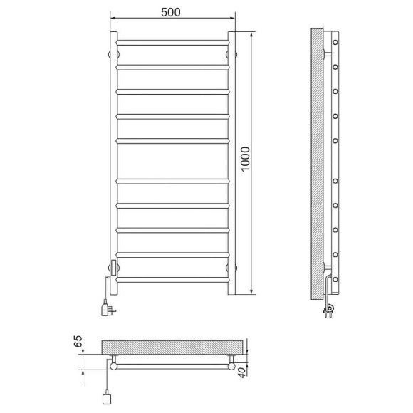 Электрический полотенцесушитель Ника WAY-2 100/50 Черный матовый