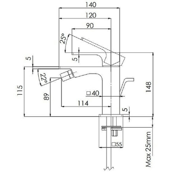 Смеситель для биде Remer Absolute AU20 Хром Смеситель для биде Remer Absolute AU20 Хром