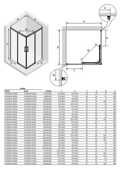 Душевой уголок New Trendy Prime Black 80х80 D-0312A/D-0313A профиль Черный стекло прозрачное