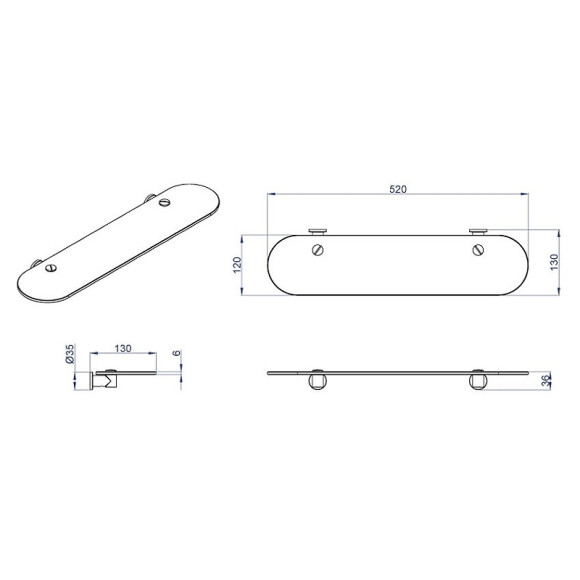 Стеклянная полка Azario Forny AZ-88303 Хром Стеклянная полка Azario Forny AZ-88303 Хром