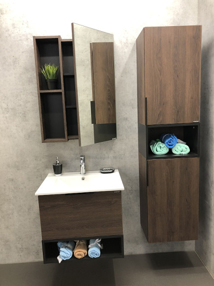 Зеркало со шкафом Comforty Франкфурт 60 00004150528 Дуб шоколадно-коричневый