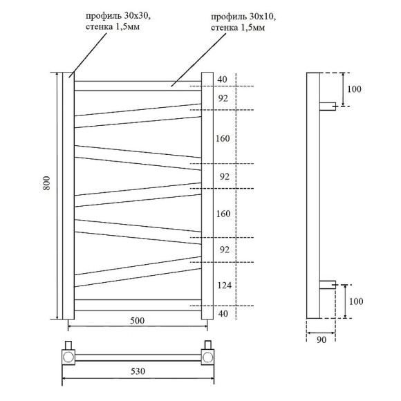 Электрический полотенцесушитель Point Феникс PN15158E П7 500x800 левый/правый Хром Электрический полотенцесушитель Point Феникс PN15158E П7 500x800 левый/правый Хром