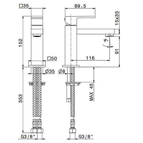 Смеситель для раковины Kerama Marazzi Futura 66412KM.21.018 Хром Смеситель для раковины Kerama Marazzi Futura 66412KM.21.018 Хром