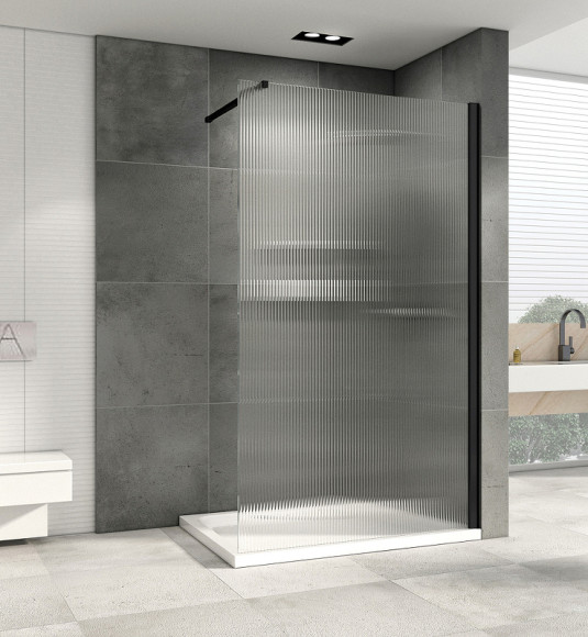 Душевая перегородка Abber Immer Offen 100 AG61101R8 профиль Черный стекло рифленое Душевая перегородка Abber Immer Offen 100 AG61101R8 профиль Черный стекло рифленое