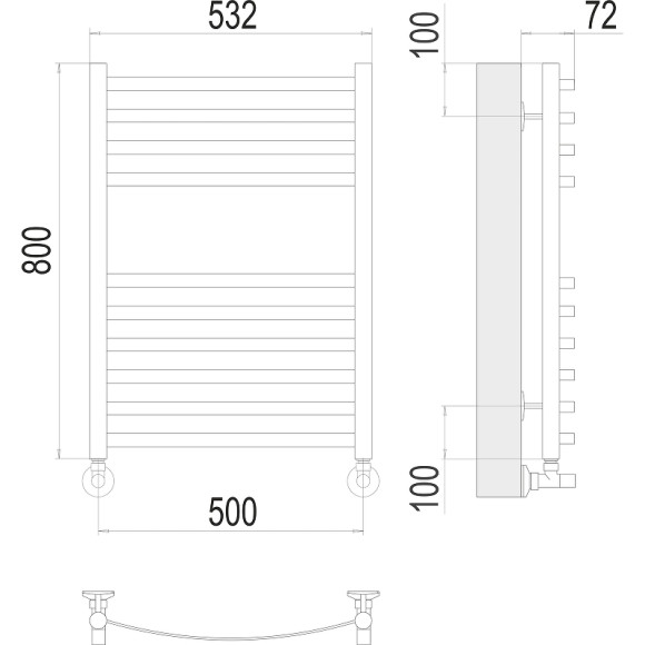 Водяной полотенцесушитель Terminus Авиэль П10 500х800 4670078529015 Хром, нижнее подключение, G 1/2" ВР, с угловым соединением Водяной полотенцесушитель Terminus Авиэль П10 500х800 4670078529015 Хром, нижнее подключение, G 1/2" ВР, с угловым соединением