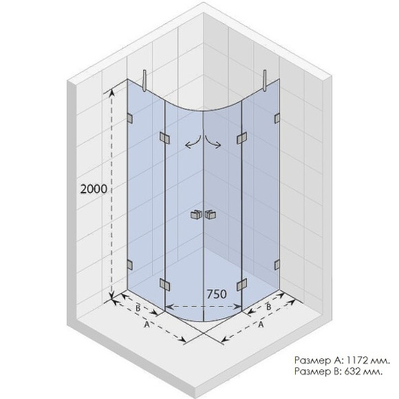 Душевой уголок Riho SZ Scandic NXT X309 117х117 G001109120 9GX04703C0) профиль Хром стекло прозрачное