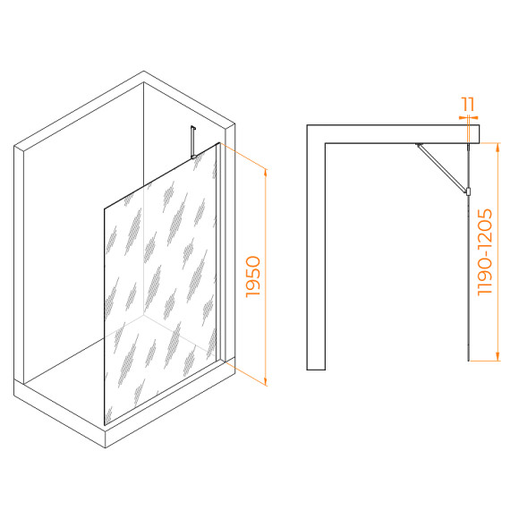 Душевая перегородка RGW Walk In WA-102W 120 351010212-15 профиль Белый стекло прозрачное