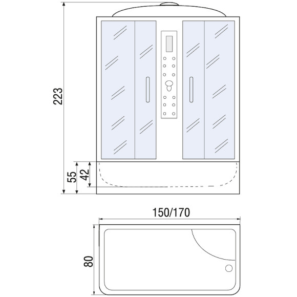 Душевой бокс River Dunay 150x80 МТ 10000000790 с поддоном Душевой бокс River Dunay 150x80 МТ 10000000790 с поддоном