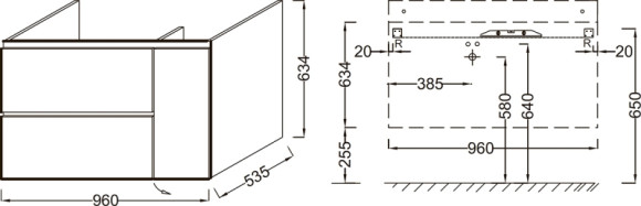 Тумба под раковину Jacob Delafon Soprano 96 EB1331-E10 подвесная Квебекский дуб Тумба под раковину Jacob Delafon Soprano 96 EB1331-E10 подвесная Квебекский дуб