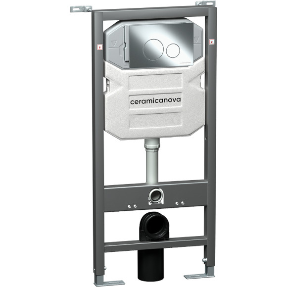 Комплект унитаза с инсталляцией Ceramicanova Balearica CN6000_1001CH_1000 с сиденьем Микролифт и клавишей смыва Хром глянцевый