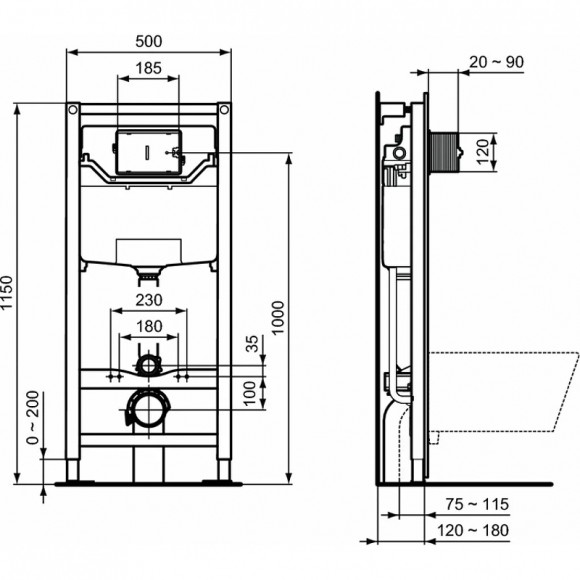 Комплект унитаза с инсталляцией Ideal Standard Strada II E387001 с сиденьем Микролифт Комплект унитаза с инсталляцией Ideal Standard Strada II E387001 с сиденьем Микролифт