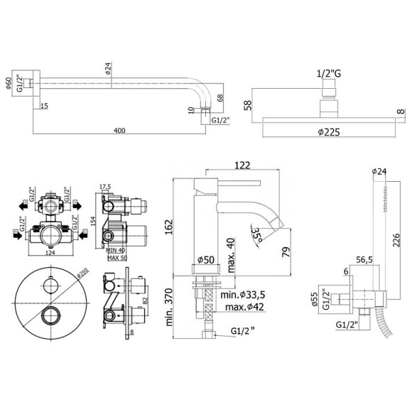 Комплект смесителей Paffoni Light KITLIQ018NO071 Черный матовый